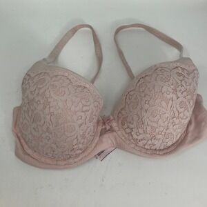 Victoria's Secret Womens 36D Lined Demi Lace Underwire Bra Pink Padded